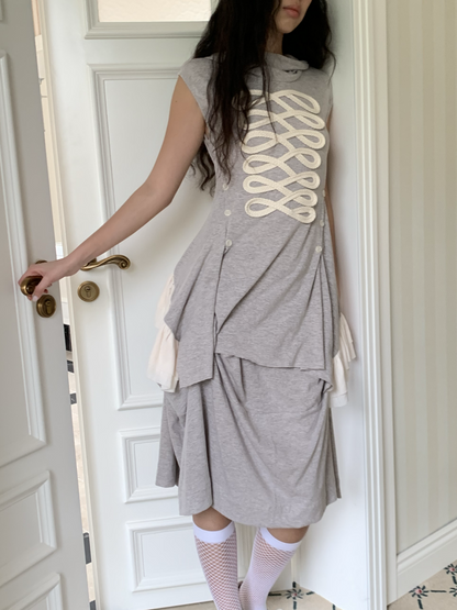 Deconstructed Irregular Mid-Rise Metal Buttoned Skirt【s0000017176】