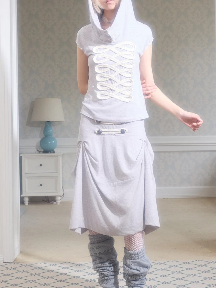 Deconstructed Irregular Mid-Rise Metal Buttoned Skirt【s0000017176】