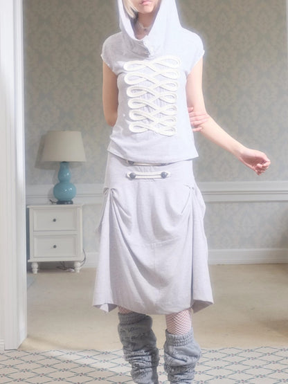 Deconstructed Irregular Mid-Rise Metal Buttoned Skirt【s0000017176】