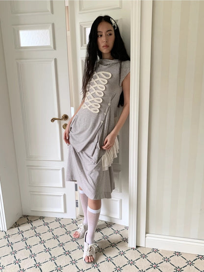 Deconstructed Irregular Mid-Rise Metal Buttoned Skirt【s0000017176】