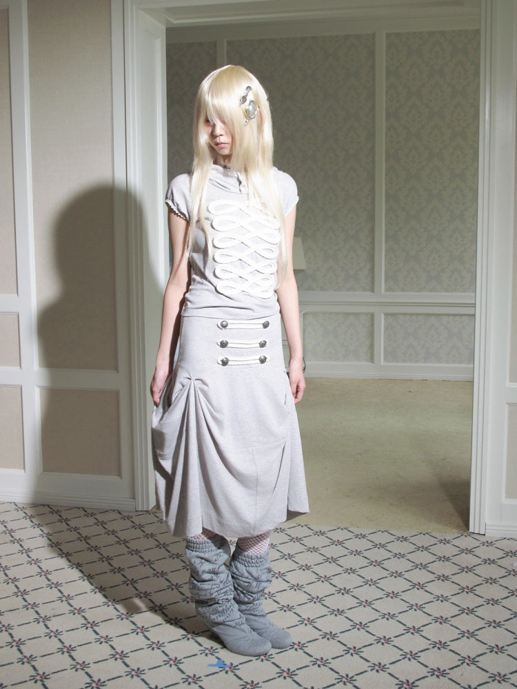 Deconstructed Irregular Mid-Rise Metal Buttoned Skirt【s0000017176】