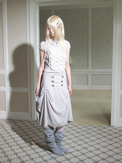 Deconstructed Irregular Mid-Rise Metal Buttoned Skirt【s0000017176】