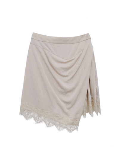 Irregular Matte Textured Lace Pleated A-Line Slit Skirt【s0000017177】