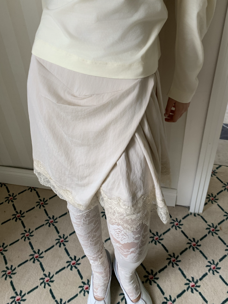 Irregular Matte Textured Lace Pleated A-Line Slit Skirt【s0000017177】