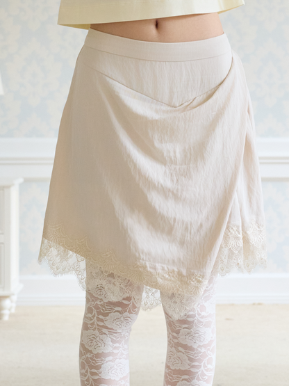 Irregular Matte Textured Lace Pleated A-Line Slit Skirt【s0000017177】
