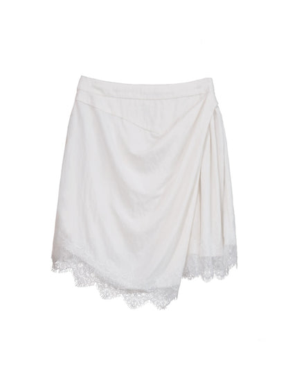 Irregular Matte Textured Lace Pleated A-Line Slit Skirt【s0000017177】