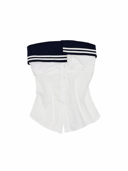 Navy-Style Tight Waist-Cinching Shirt【s0000017178】