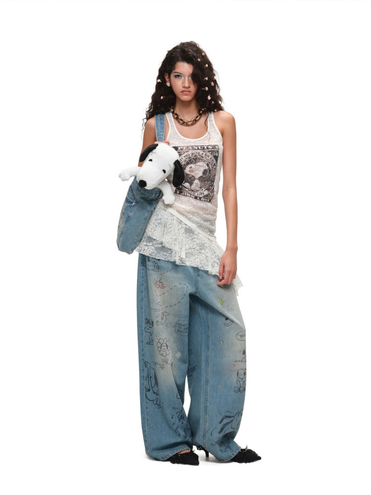1JINN STUDIO × Snoopy Collaboration Lace Skirt Tank Dress【s0000017181】