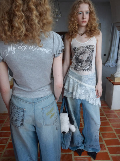 1JINN STUDIO × Snoopy Collaboration Lace Skirt Tank Dress【s0000017181】