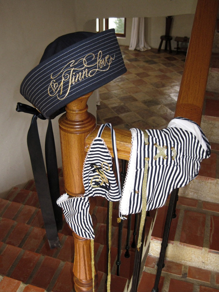 Bow Gold Letter Embroidery Navy Sailor Cap【s0000017182】