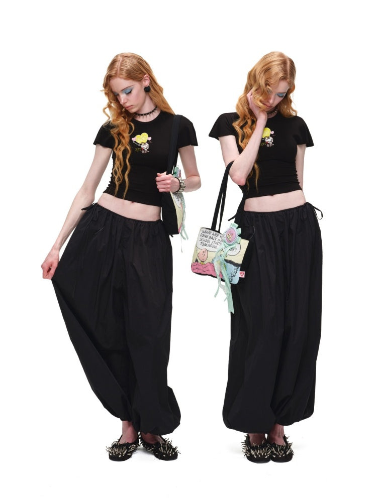 1JINN STUDIO x Snoopy Collaboration Embroidered Small Fly-Sleeve Waist-Cinching T-shirt【s0000017184】