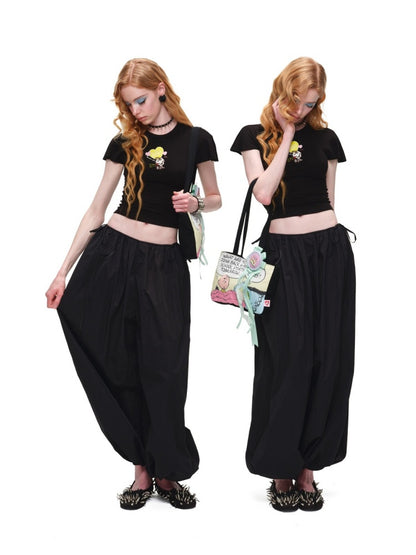 1JINN STUDIO x Snoopy Collaboration Embroidered Small Fly-Sleeve Waist-Cinching T-shirt【s0000017184】