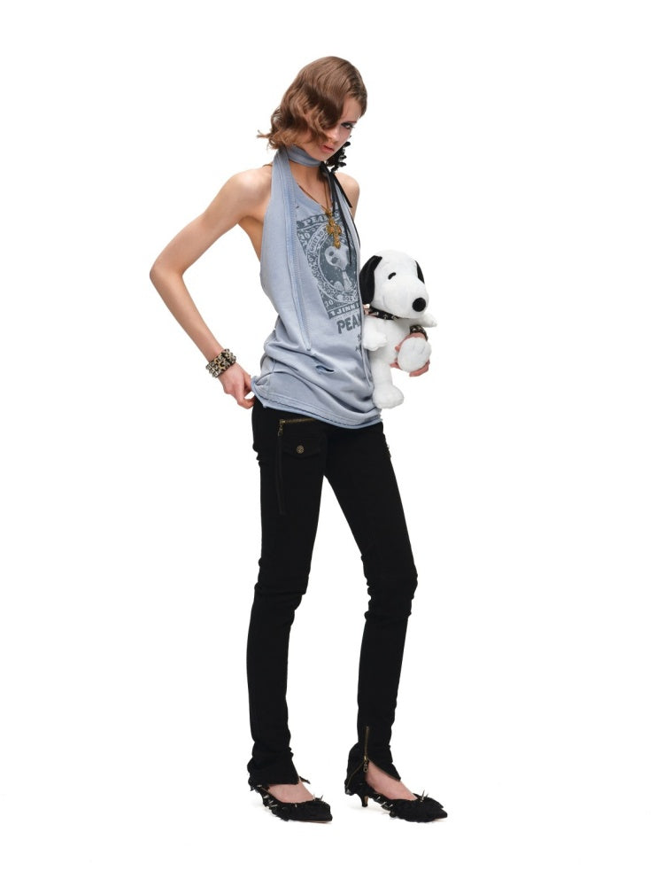1JINN STUDIO × Snoopy Collaboration Washed Halter-Neck Backless Dress【s0000017188】