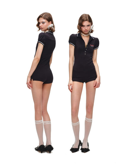 1JINN STUDIO × Snoopy Collaboration Navy-Style Polo Collar Dress【s0000017189】
