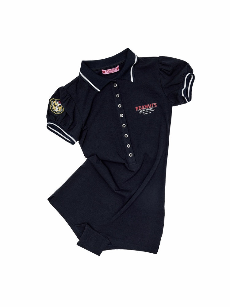 1JINN STUDIO × Snoopy Collaboration Navy-Style Polo Collar Dress【s0000017189】