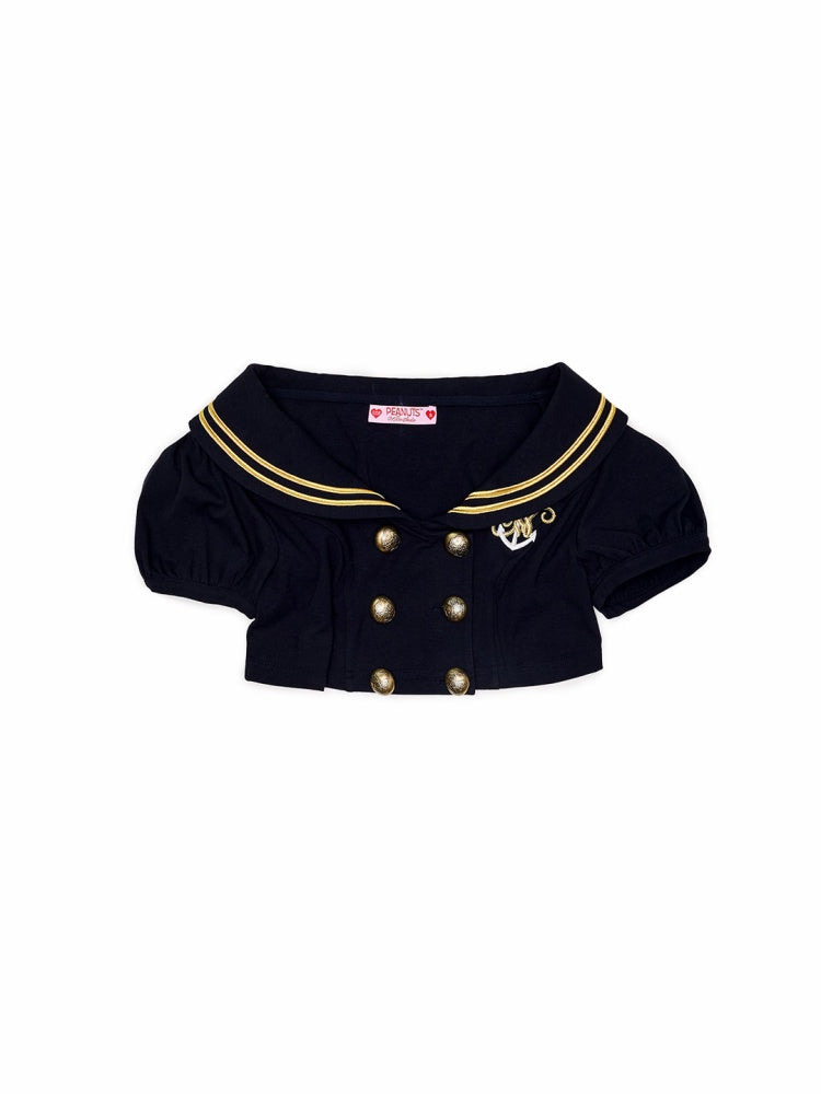 1JINN STUDIO × Snoopy Collaboration Navy-Style Salty Short-Sleeve 3-Piece Set【s0000017190】