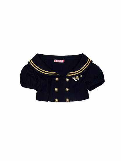 1JINN STUDIO × Snoopy Collaboration Navy-Style Salty Short-Sleeve 3-Piece Set【s0000017190】