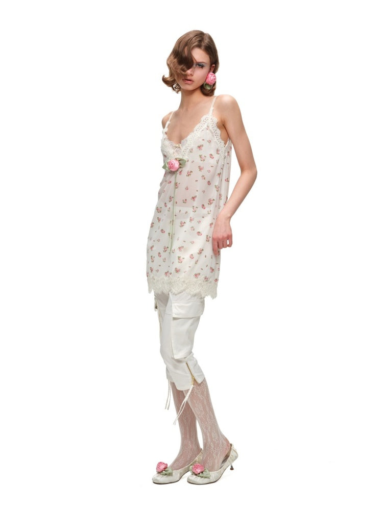 Deep V-Neck Chiffon Satin Layered Dress【s0000017192】