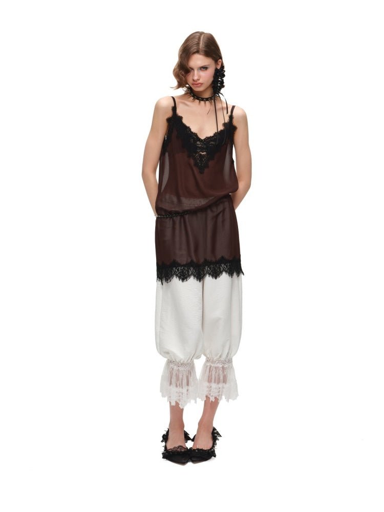Deep V-Neck Chiffon Satin Layered Dress【s0000017192】