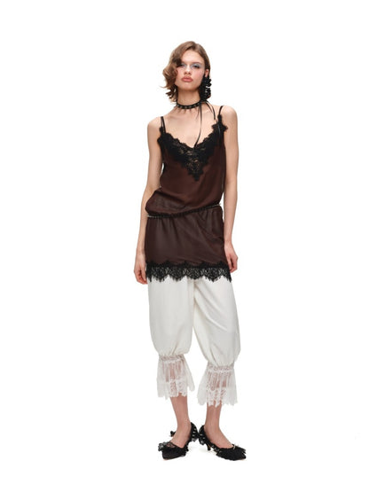 Deep V-Neck Chiffon Satin Layered Dress【s0000017192】