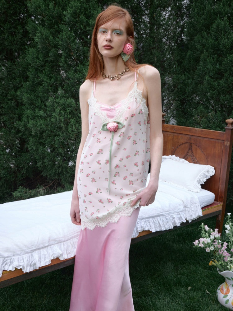 Deep V-Neck Chiffon Satin Layered Dress【s0000017192】