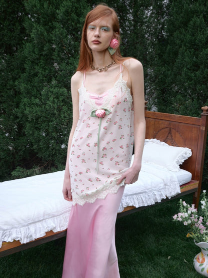 Deep V-Neck Chiffon Satin Layered Dress【s0000017192】
