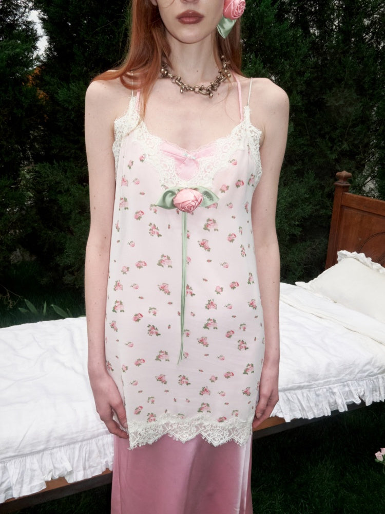 Deep V-Neck Chiffon Satin Layered Dress【s0000017192】