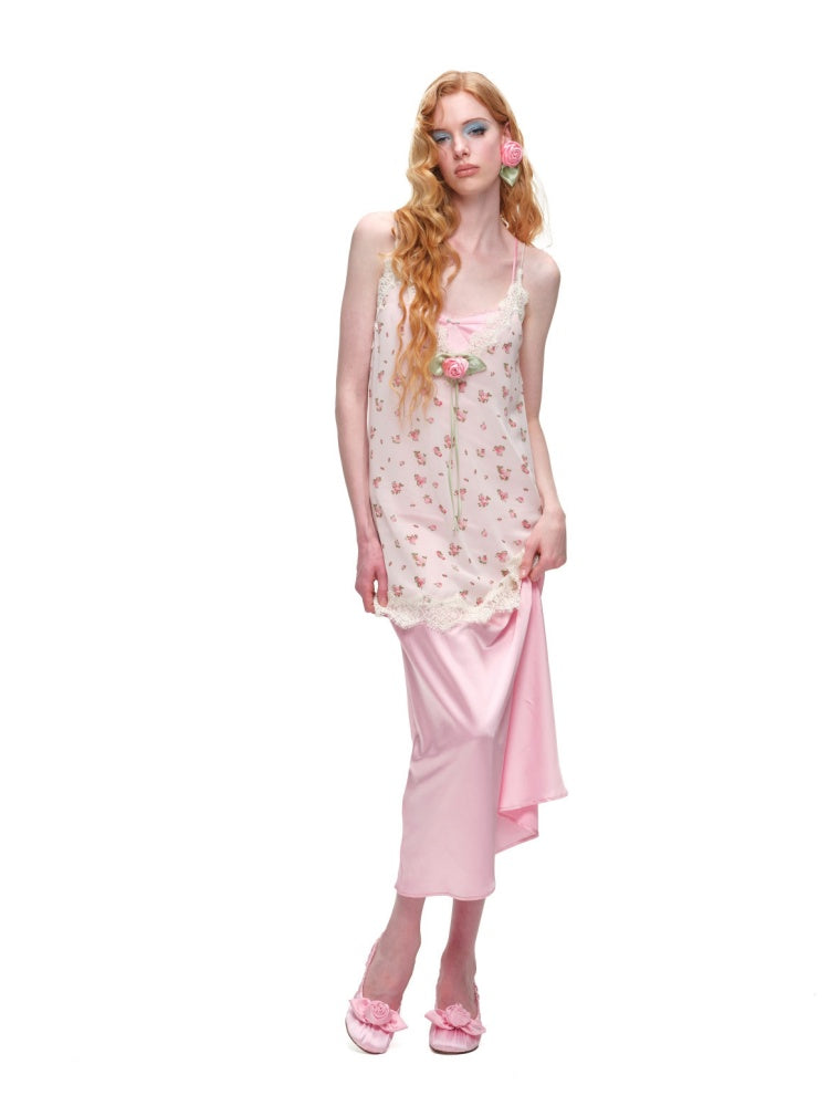 Deep V-Neck Chiffon Satin Layered Dress【s0000017192】 – SCULTURE(エスカルチャー)