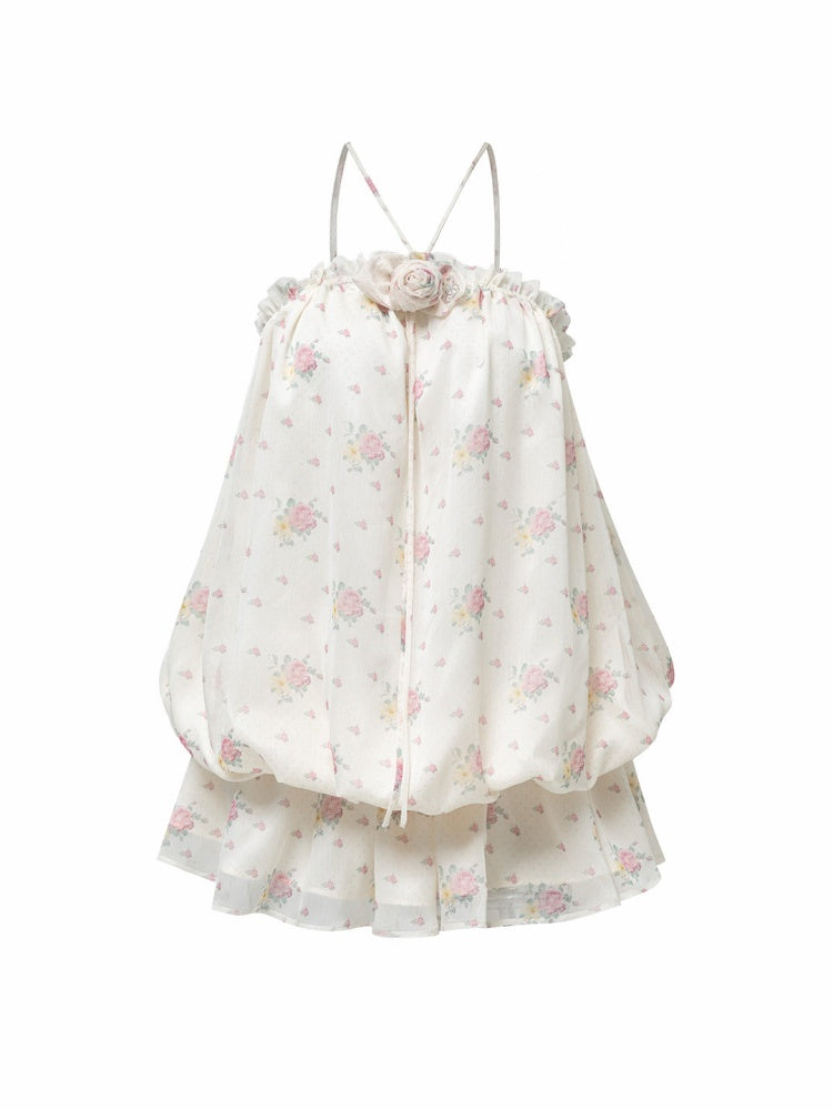 Floral Strapless Halter Neck Dress【s0000017194】