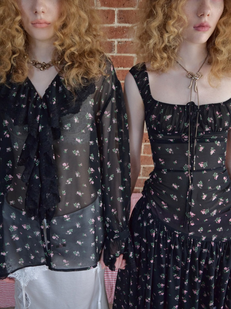 Backless Floral Print Irregular Hem Dress【s0000017197】
