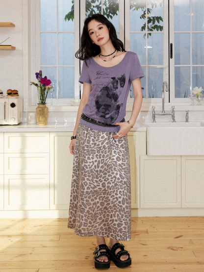 Cat Print Crew Neck Short-Sleeve T-Shirt【s0000017199】