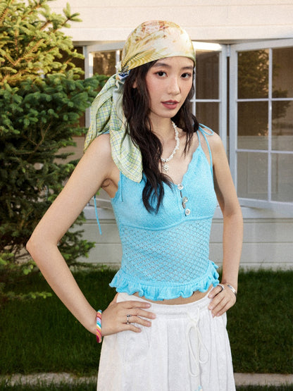 Sequin Ruffle Hollow Woolen Camisole【s0000017203】