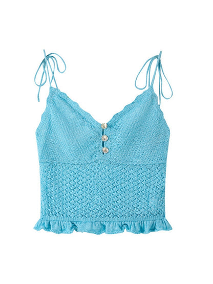 Sequin Ruffle Hollow Woolen Camisole【s0000017203】