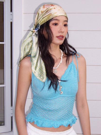 Sequin Ruffle Hollow Woolen Camisole【s0000017203】