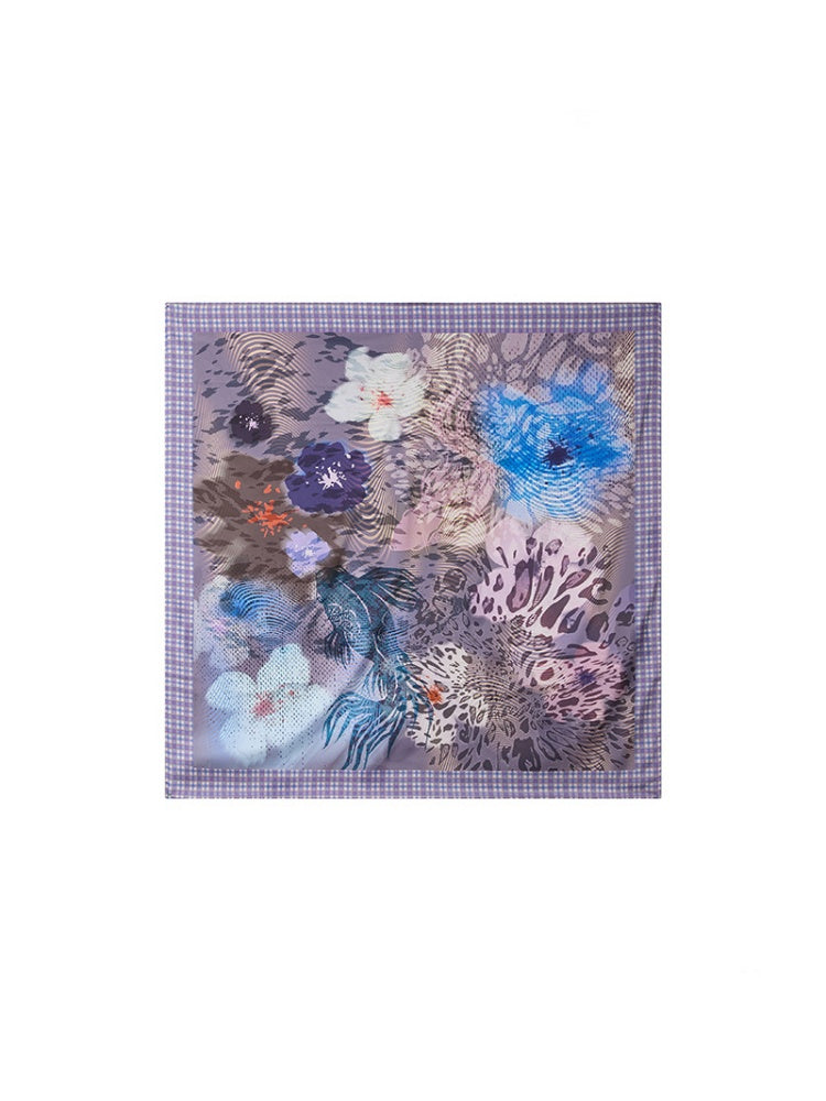 Vacation-Style Floral Full Print Satin Square Scarf【s0000017208】