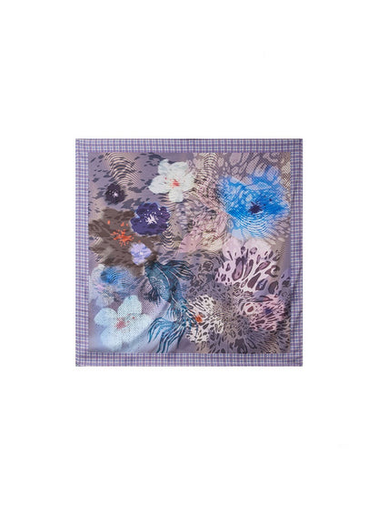 Vacation-Style Floral Full Print Satin Square Scarf【s0000017208】