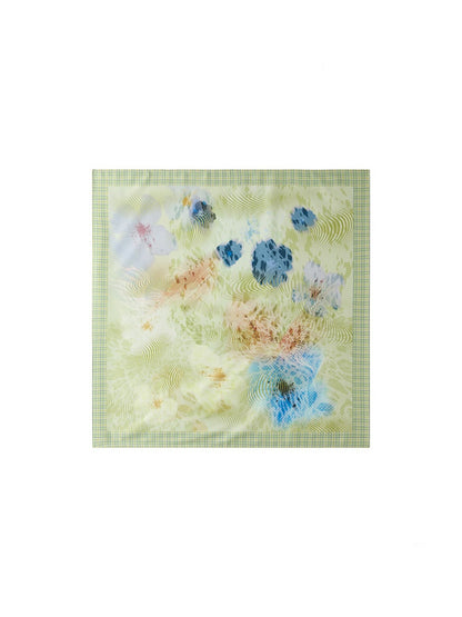Vacation-Style Floral Full Print Satin Square Scarf【s0000017208】