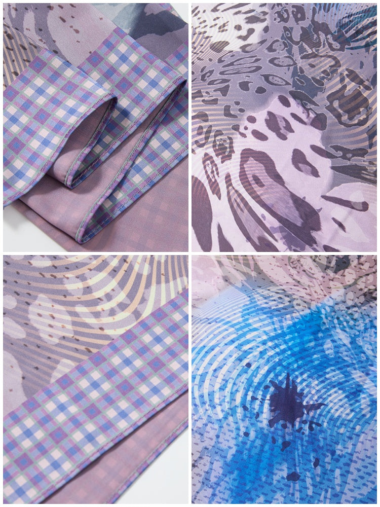 Vacation-Style Floral Full Print Satin Square Scarf【s0000017208】
