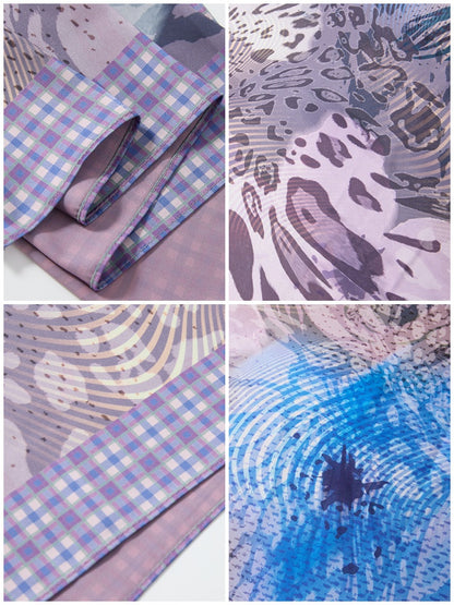Vacation-Style Floral Full Print Satin Square Scarf【s0000017208】