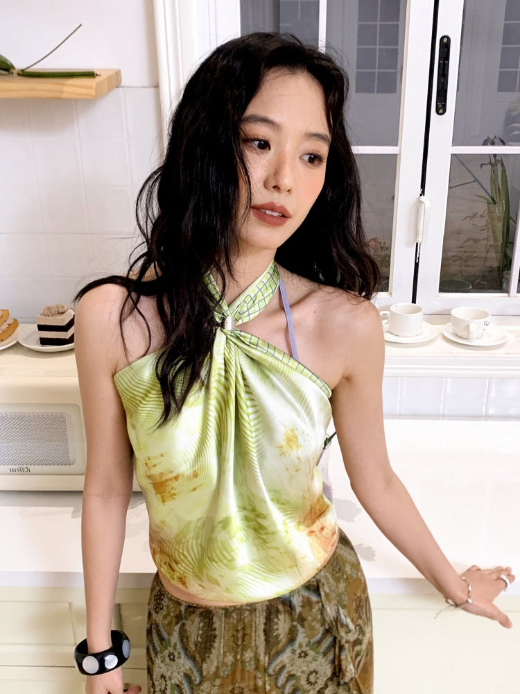 Vacation-Style Floral Full Print Satin Square Scarf【s0000017208】