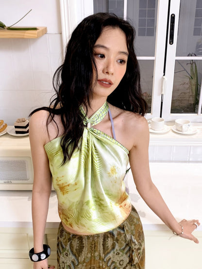 Vacation-Style Floral Full Print Satin Square Scarf【s0000017208】