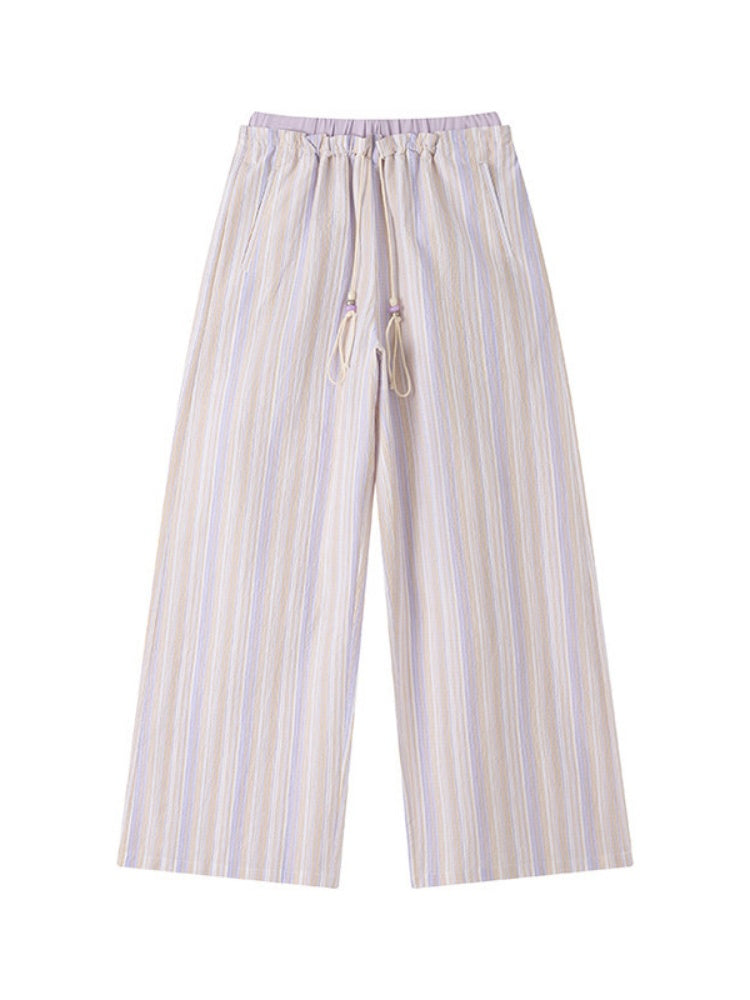 Elastic Waist Striped Straight-Leg Casual Pants【s0000017214】
