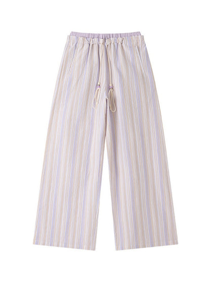 Elastic Waist Striped Straight-Leg Casual Pants【s0000017214】