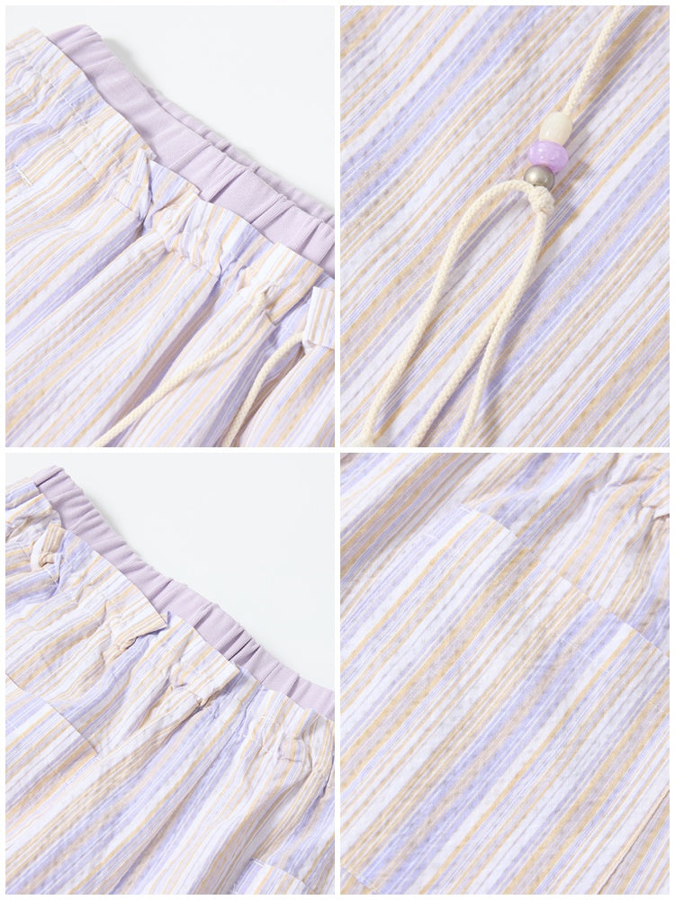 Elastic Waist Striped Straight-Leg Casual Pants【s0000017214】