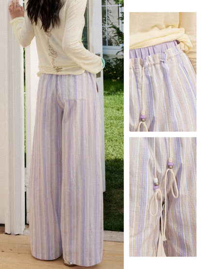 Elastic Waist Striped Straight-Leg Casual Pants【s0000017214】