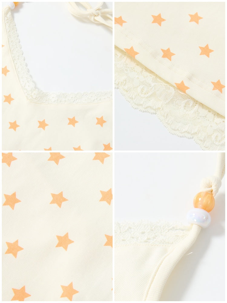 Lace Star Print Halter Neck Camisole【s0000017215】