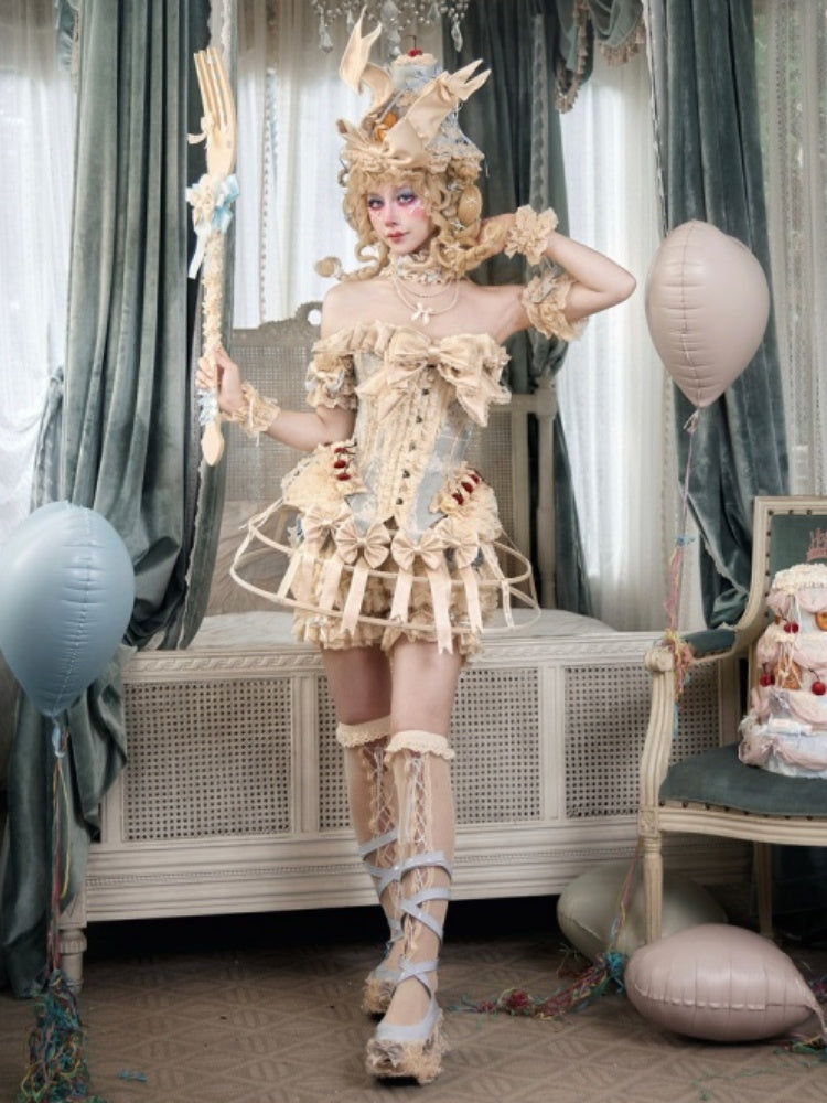 Vintage Doll Cream Baby Blue Ribbon Pumpkin Pants【s0000017221】