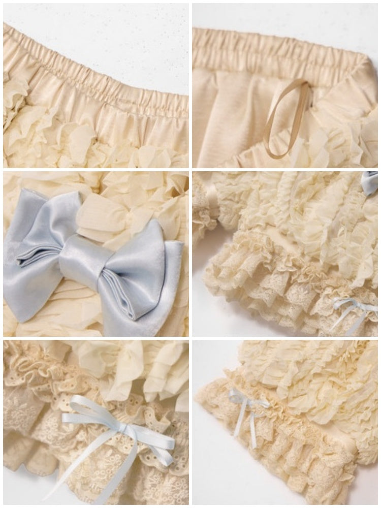 Vintage Doll Cream Baby Blue Ribbon Pumpkin Pants【s0000017221】