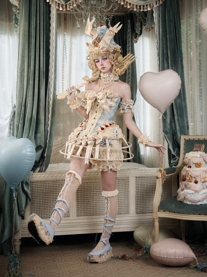 Vintage Doll Cream Baby Blue Ribbon Pumpkin Pants【s0000017221】