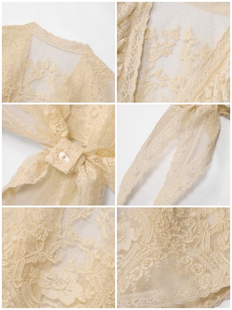 Retro Doll Style Cream Beige Lace Shawl【s0000017222】